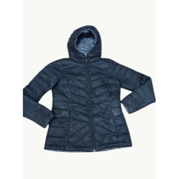 CCC Lole Reversible Hooded Puffer Jacket Black Gray Full Front Zipper - Picture 6 of 8